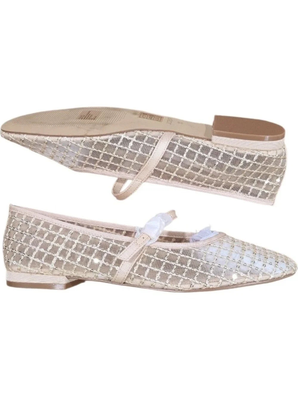 J. Crew Gold Sequin Mesh Mary Jane Flats Holiday Special Occasion. Size 11